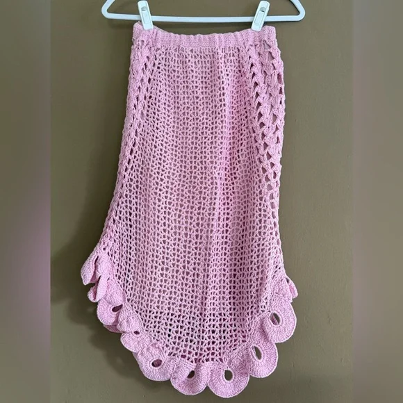 Chasing Unicorns Pink Moon Crochet Midi Skirt, Size S - Picture 9 of 16